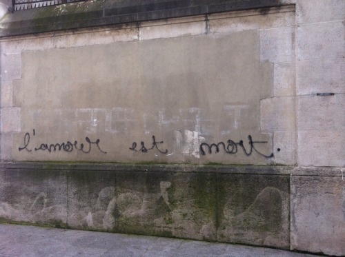 raytings:  Someone has written “l’amour est mort” all over paris ans I love how overly contradicting it is. On one hand Paris is seen as the most romantic city in the world, but the reality can be dark and intense so who knows what to think 