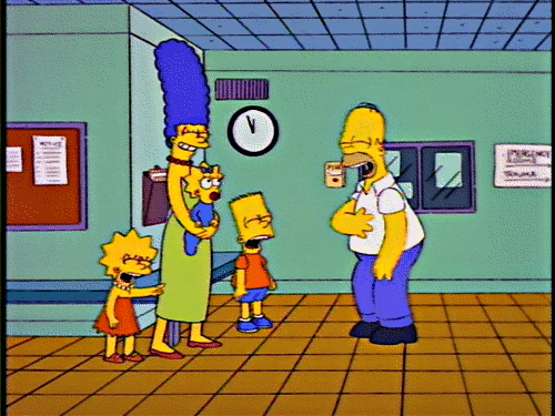 Homer: This calls for a celebration. We’re all going to Hawaii!
All: [gasping]
Homer: [laughing] Gotcha! It’s April Fools’ for two more minutes.
Bart: Dad, it’s May 16.
Lisa: You were in that coma for seven weeks.
Marge: Uh-huh.
All:...