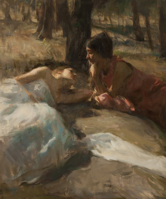 fordarkmornings: Twilight Conversation, 2013.  Ron Hicks (American, b. 1965) Oil