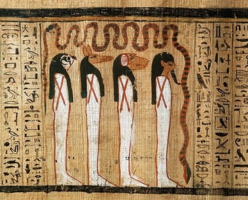 The four sons of Horus From right to left: Imsety, Hapi, Duamutef and QebehsenuefPersonifications of