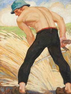 Léon Devos (Belgian, 1897-1974), Le faucheur, 1922. Oil on canvas, 82 x 62 cm.