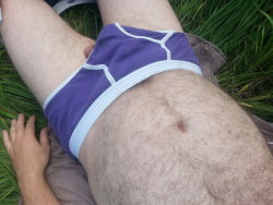 redrocks333:  #purple #briefs #gay #queer #americanapparel #outdoors #bear 