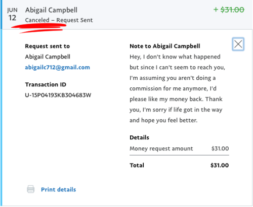 DO NOT COMMISSION HAUNTED-MARMALADE, AKA FLYING-SHARK-REACTIVATED, AKA ABIGAIL CAMPBELL This person has scammed me and...