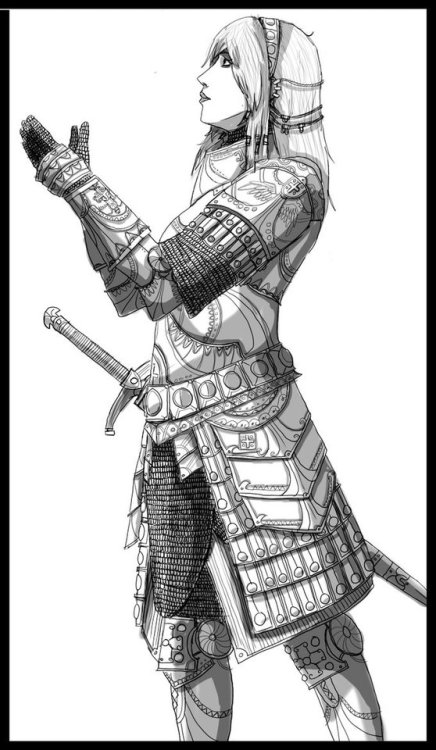 fuckyeahwarriorwomen: dressedforcombat: Byzantine Princess B/W by Taurus-ChaosLord The armour design