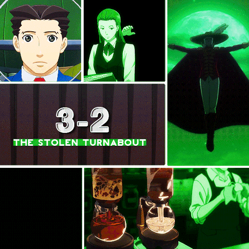 [ID A Five-part Ace Attorney Gifset, Showing Scenes From The Ace Attorney Anime’s Adaptions Of AA3′s
