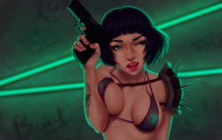 sexysexyart:    Don’t give a girl a gun by   Gosia  