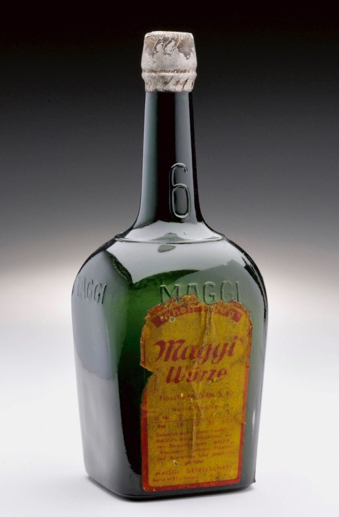 Julius Maggi, Maggi seasoning sauce, Wholesale Bottle No. 6, after 1913. Source. Via Technoseum.