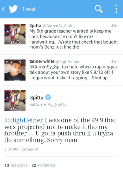 vagabond-named-veli:  problemsolvingproblem:  thepoeticlovechild:  Spitta Is Positivity.  how you gon come at Spitta? he’s like the nicest dude ever  Bitter asf.