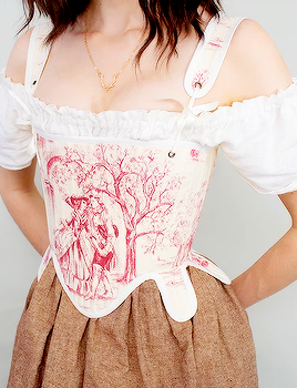 fashion-runways: FRENCH MEADOWS CORSETS ‘Red and Ivory Toile Tabbed Tudor’ Staysif you want to suppo