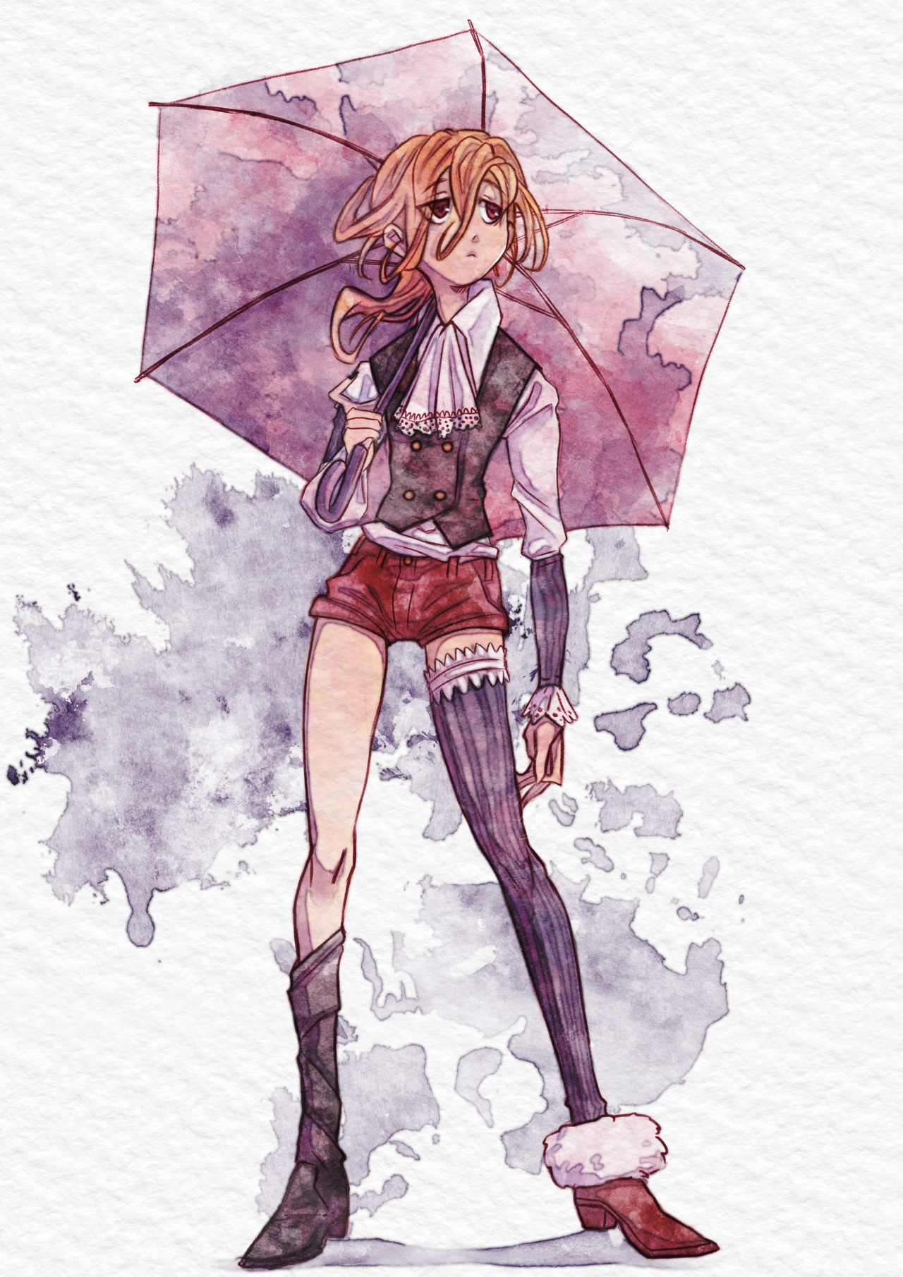 rainy today #rain#melancholy#sad#emo#anime#manga#digital watercolor#digital drawing #clip studio paint