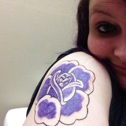 This week, my girlfriend came in for a tattoo. First of many, haha. She picked one of the flowers i had drawn, but of course it had to be purple, her favorite color.  Anyone interested in getting a tattoo please don&rsquo;t be shy about contacting me.