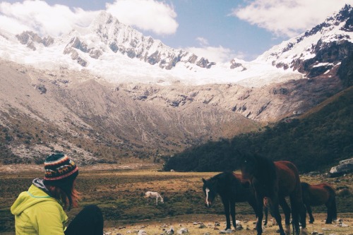 beartreadway:  Self portrait in the Cordillera Blanca, Peru - October 2015  Alpamayo & the horse whispers 