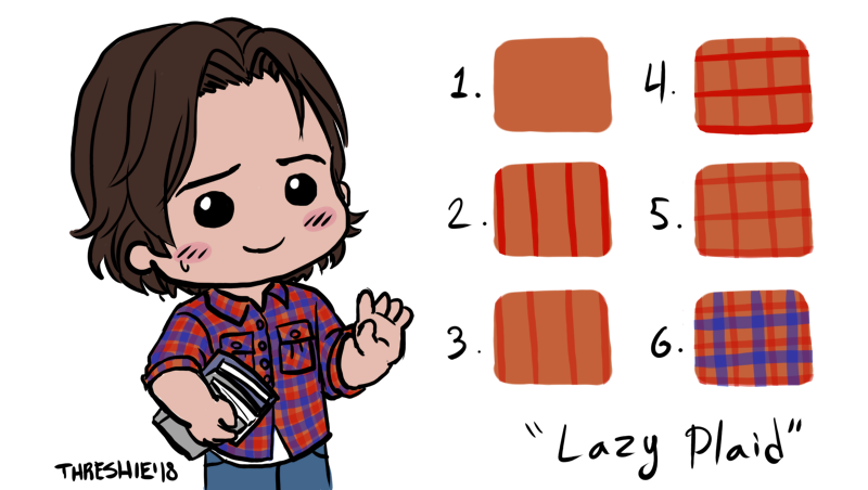 Here's a mini tutorial on something that the Supernatural fan artist might find handy: how to whip up a nice plaid flannel pattern fast!  Drawing 