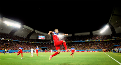 quartararo:  Clint Dempsey celebrates with teammates after scoring a goal during the match between Ghana and USA at the Dunas Arena in Natal during the 2014 FIFA World Cup on June 16, 2014 