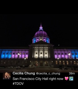 fiercetransgirls:  SF City Hall lit up for