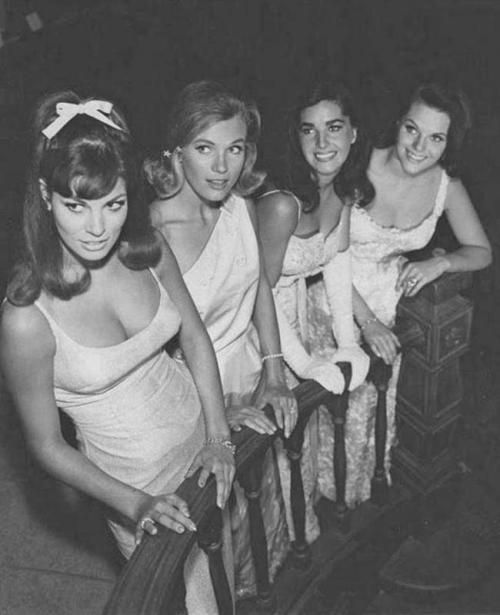 my-retro-vintage: Raquel Welch, Peggy Jacobsen, Edy Williams, and Siv Aberg promote ‘The Rogues’,   