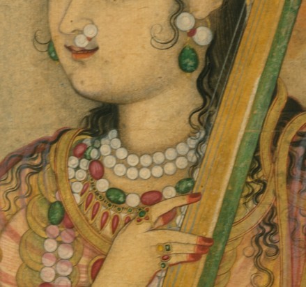 Lady playing Tanpura,  Kishangarh style, Rajasthan