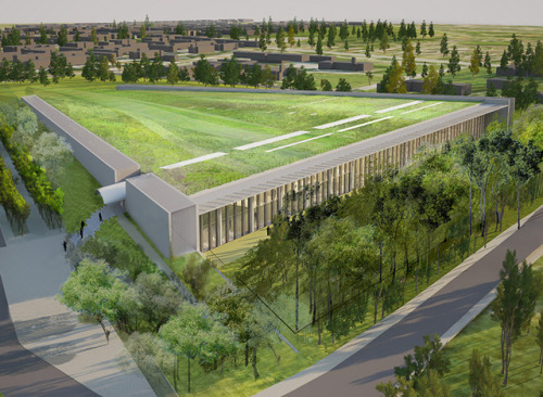 chachidesign: RSHP starts work on green-roofed collections facility for the louvre in northern franc