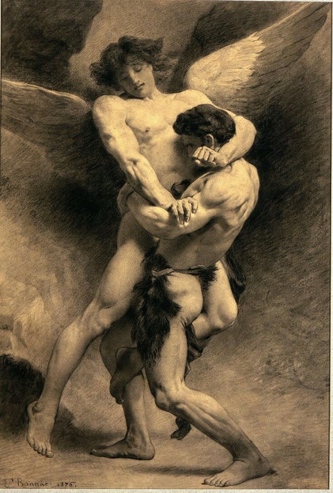 bloghqualls:  Léon-Joseph-Florentin Bonnat (1833–1922) French.Jacob Wrestling
