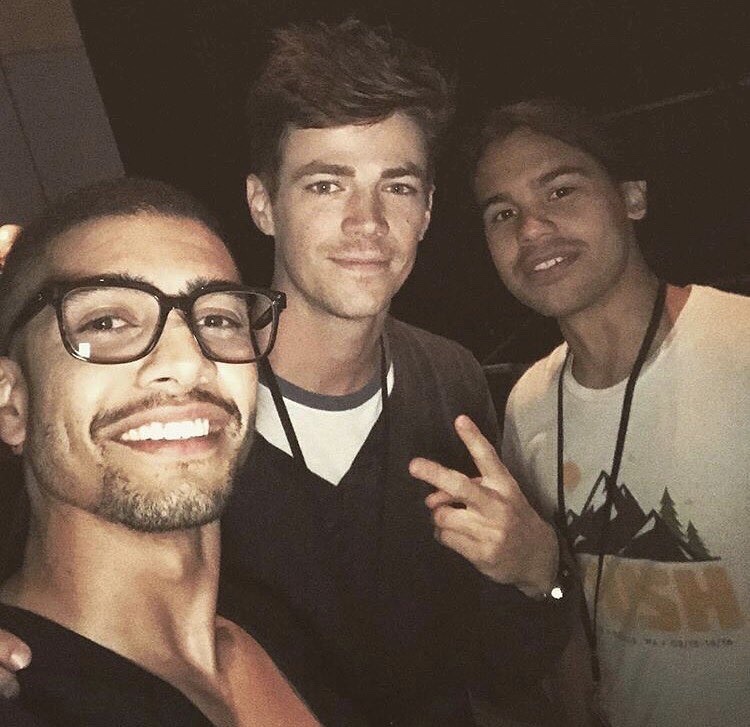 Rick Gonzalez, Grant Gustin, and Carlos Valdes at SDCC 2017 