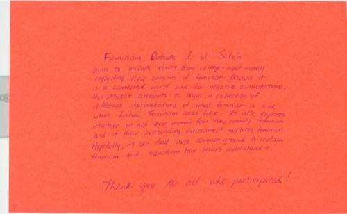 &ldquo;Feminism Outside of El Salon&rdquo; part 1 -Dyaami D'Orazio