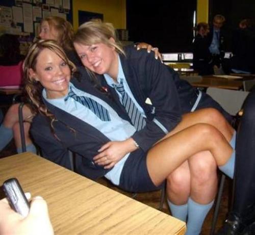 these real schoolgirls are teasing all the boys by showing the lesbian side in class……