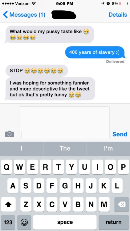 existence-exquisite:deehenn:  greeneyes-anddimples:loismarie92:alphameow:  existence-exquisite:  I tweeted this, and then a white girl shot me this text….Jokes contain a little bit of truth 😅  LMFAOOO  😳😳😳😳😳😂😂😂😂  WHYYYYY