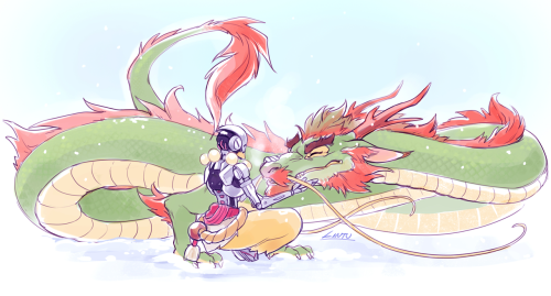 lintufriikki:   Day 4: AU Genji is a shapeshifting dragon, and Zenyatta is amazed by his sharp teeth and shiny scales 🐉✨ 