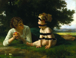 artisticexpansion:  William Adolphe Bouguereau - Temptation (1880) revisited by Matthieu Bourel 