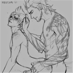 myoutsumi: He likes it rough xD (Will color this one in a future livestream, stay tuned ;)) 