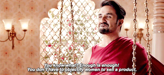 profeminist:    “Watch Vir Das’s take on modern day sexist advertising in this hilarious new video for HE Deodorant and join them as they take a refreshing stand against such meaningless objectifications with the launch of their new variant, HE RESPECT.”