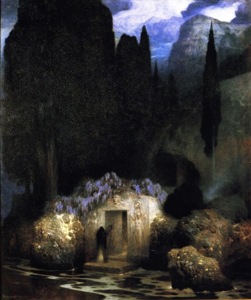 ritualcircle: Arnold Bocklin - The Sacred Wood (1882)