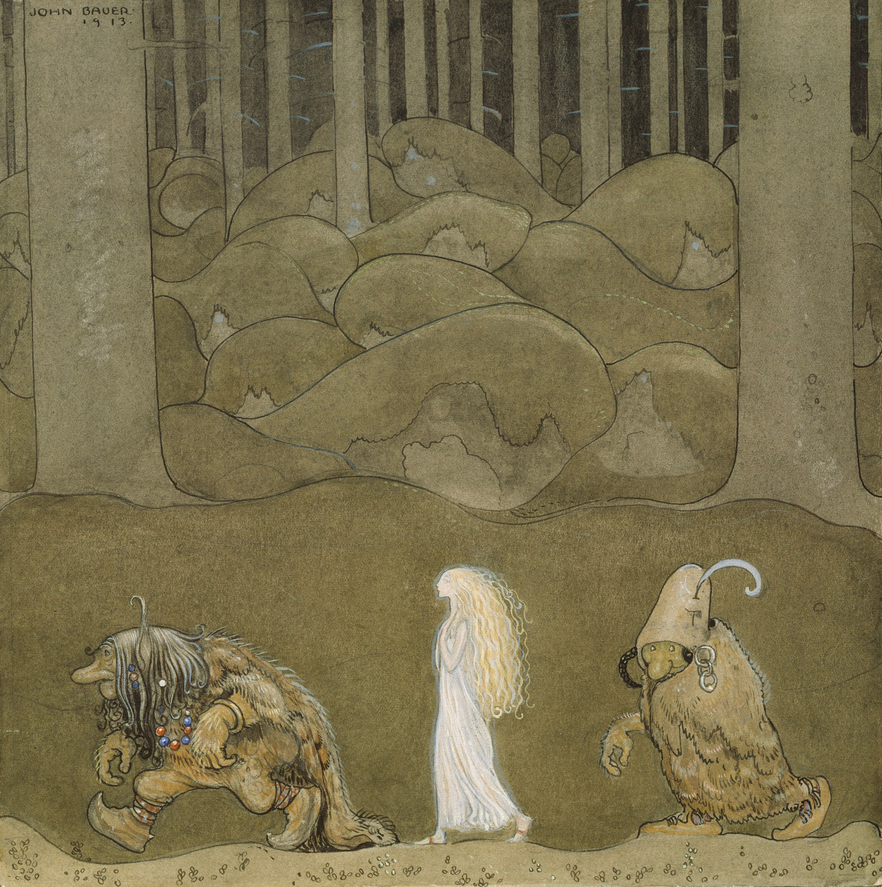 John Bauer. The Princess and the Trolls. Bortbytingarna (The Changelings), 1913.
