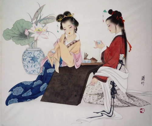 陈彦娥 - 工笔仕女图 纸本设色 相机拍摄 Ancient Chinese Beauties (Gongbi Painting)     by Chen Yan’e