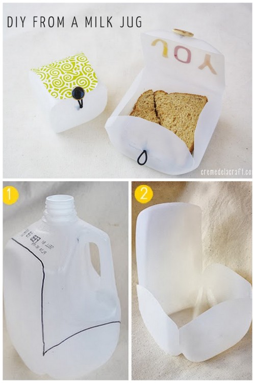 DIY Recycled Milk Jug Containers Tutorials. Top: Posted today. cremedelacraft.com/2013/07/DIY-M
