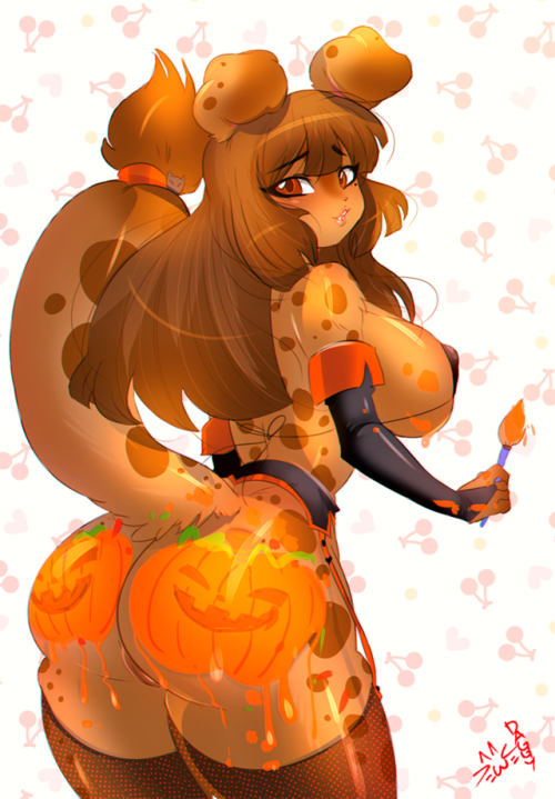 lovelydagger:   Happy Halloween Everyone!! ^-^ ♥Hope you all have a spooky day and be safe! Don’t eat all the sweets hehe! Here’s pup Di celebrating with you guys!Enjoy ^///^ ♥HQ at Patreon!   < |D’‘‘‘‘