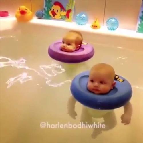 Just three babies floating in the bath.. Testing the flotation device http://bit.ly/2icILfB