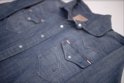 ‘ALABAMA SLAMMER’9.5 OZ ITALIAN SELVEDGE WESTERN SHIRT [ VINTAGE WASH ]JOHN COLLINS DENIM DESIGNSLOS