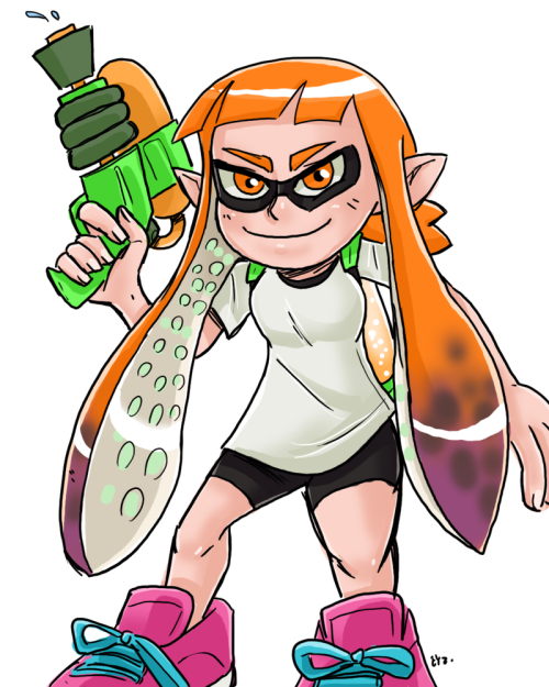 eyzmaster:  Splatoon - Inkling by theEyZmasterI’m not exactly sure I’m hyped or that I want to play Splatoon. But I’ll draw a SquidGirl, sure.Enjoy!  squid! X3