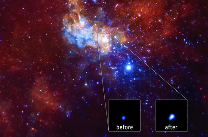 discoverynews:  Monster Black Hole Belches Record Flare The giant black hole at the