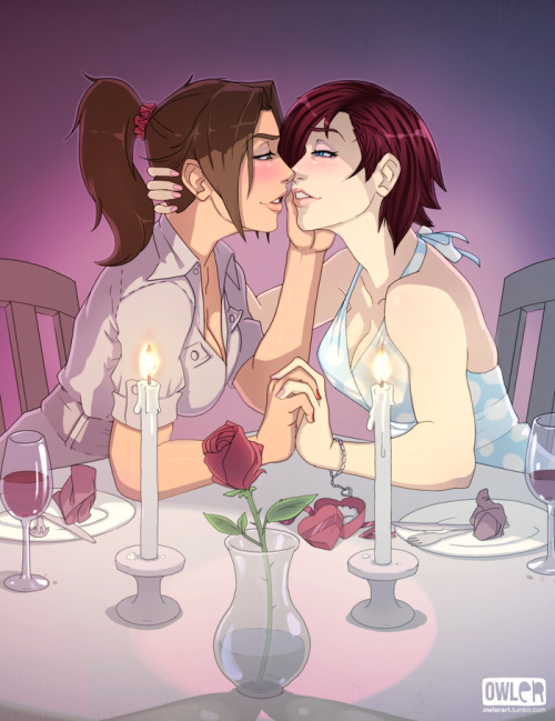 Happy vday all ♥Here’s a valentines themed commission I did featuring their ocs Kate and Sienna