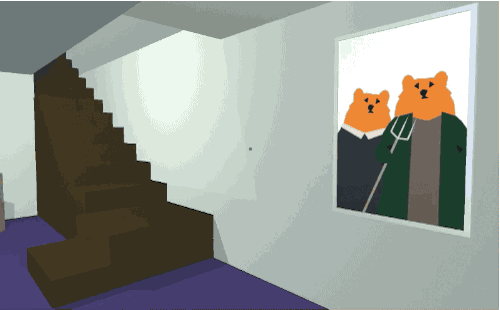 alpha-beta-gamer:  Goldi is a short and surprising first person adventure which puts you in the shoes of Goldilocks as she rifles through the Three Bears house.As well as eating their porridge and sleeping in their beds, you can mess around with a wide