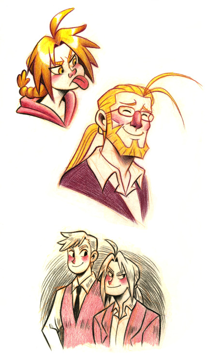starrybitz: Some recent Fullmetal Alchemist doodles. Hohenheim has the most beautiful fictional bear