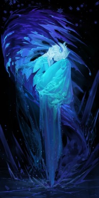 totojess:  jabs-wocks:  source does anybody know if the artist  has a tumblr?or any other website? kaiserklee, this drawing  kinda has that tempest!Elsa vibe  Agree with the Tempest vibe, and it’s so beautiful~! 