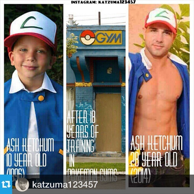 livingichigo:  Ash Ketchum after 18 years of training in Pokemon Gyms.  #Repost from