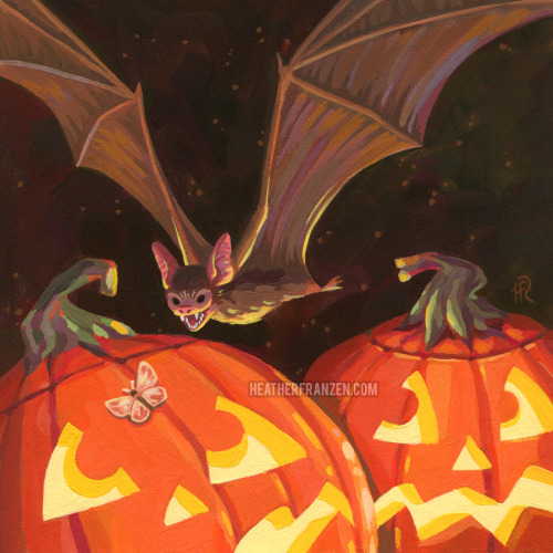 heatherfranzen: Two Halloween paintings from this year!Trick-or-Treat, acryla gouache 5x5″Ghost, acr