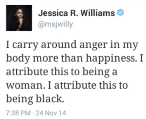 msjwilly:  darbystanchfields:  Jessica Williams responding to #NoIndictment for murderer Darren Wilson.  I stand by this. 