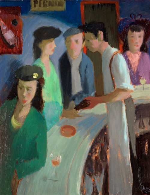 The Jazz bar  -   Pelle Åberg, 1941.Swedish  , 1909-1964Oil on panel,76 x 59 cm.