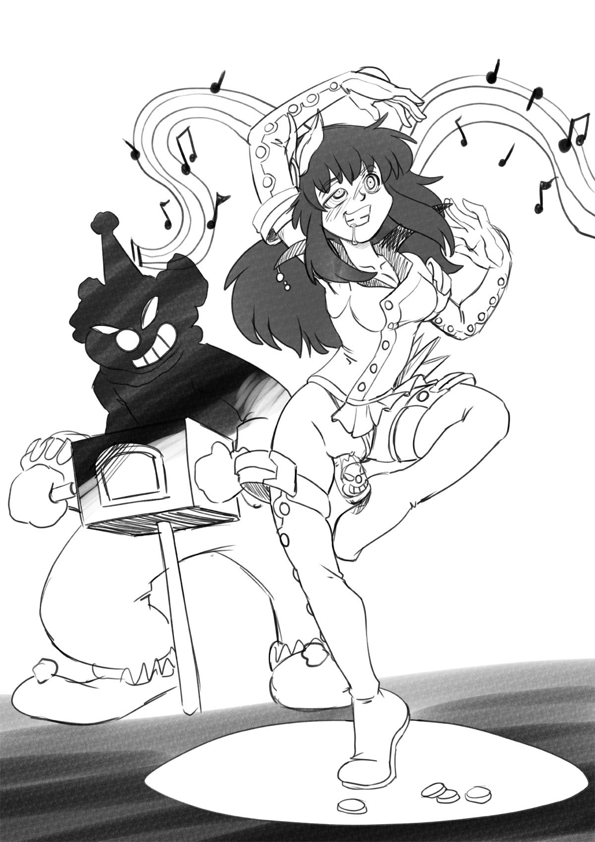 Organ GrindingSketch Stream Commission for Laguna of his OC oreo dancing to the hypnotic