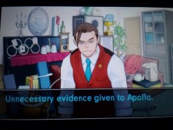 objection-edgeworth: sundayswiththeilluminati: I found this screenshot and I can’t. I can’t. I’ve been sitting here laughing my ass off for three solid minutes. I cannot handle this. just. the combination of “unnecessary” and Apollo’s expression.